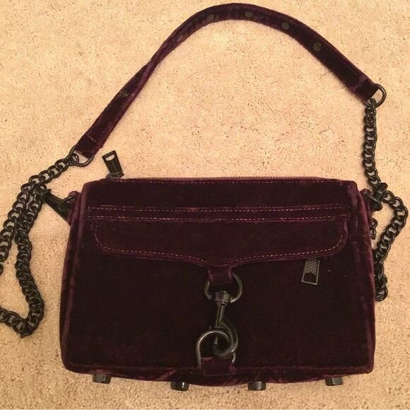 Rebecca Minkoff MAC Crush Velvet cross body Dark Cherry Purple - Picture 3 of 6